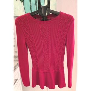 Talbots Sweater Peplum Cable Knit Long Sleeves Crew Neck Womens‎ S 5% Cashmere